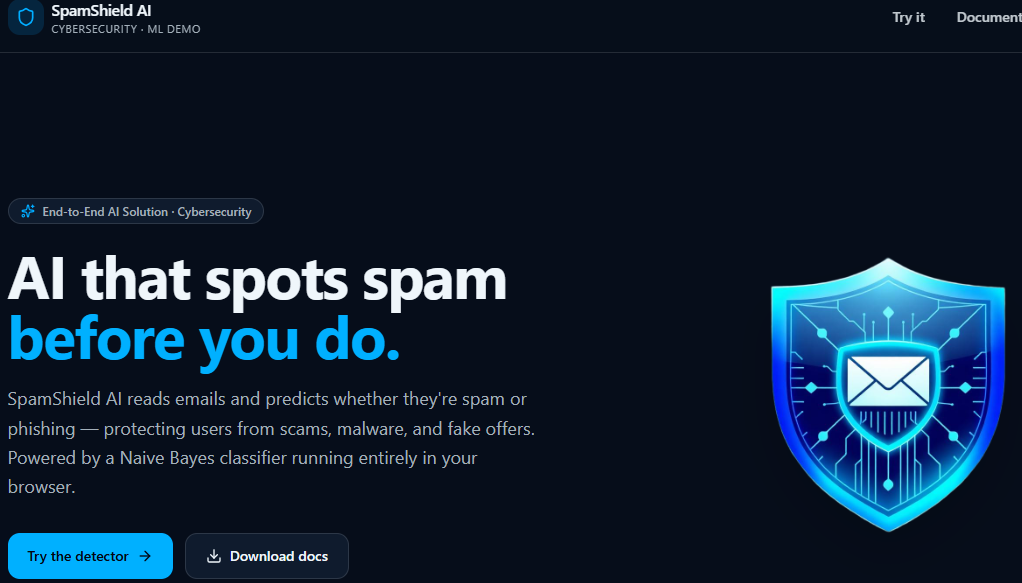 SpamShield AI — Cybersecurity ML Detector cover